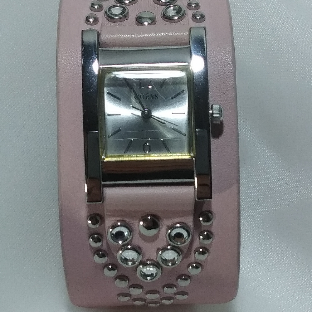 Guess women's pink leather watch